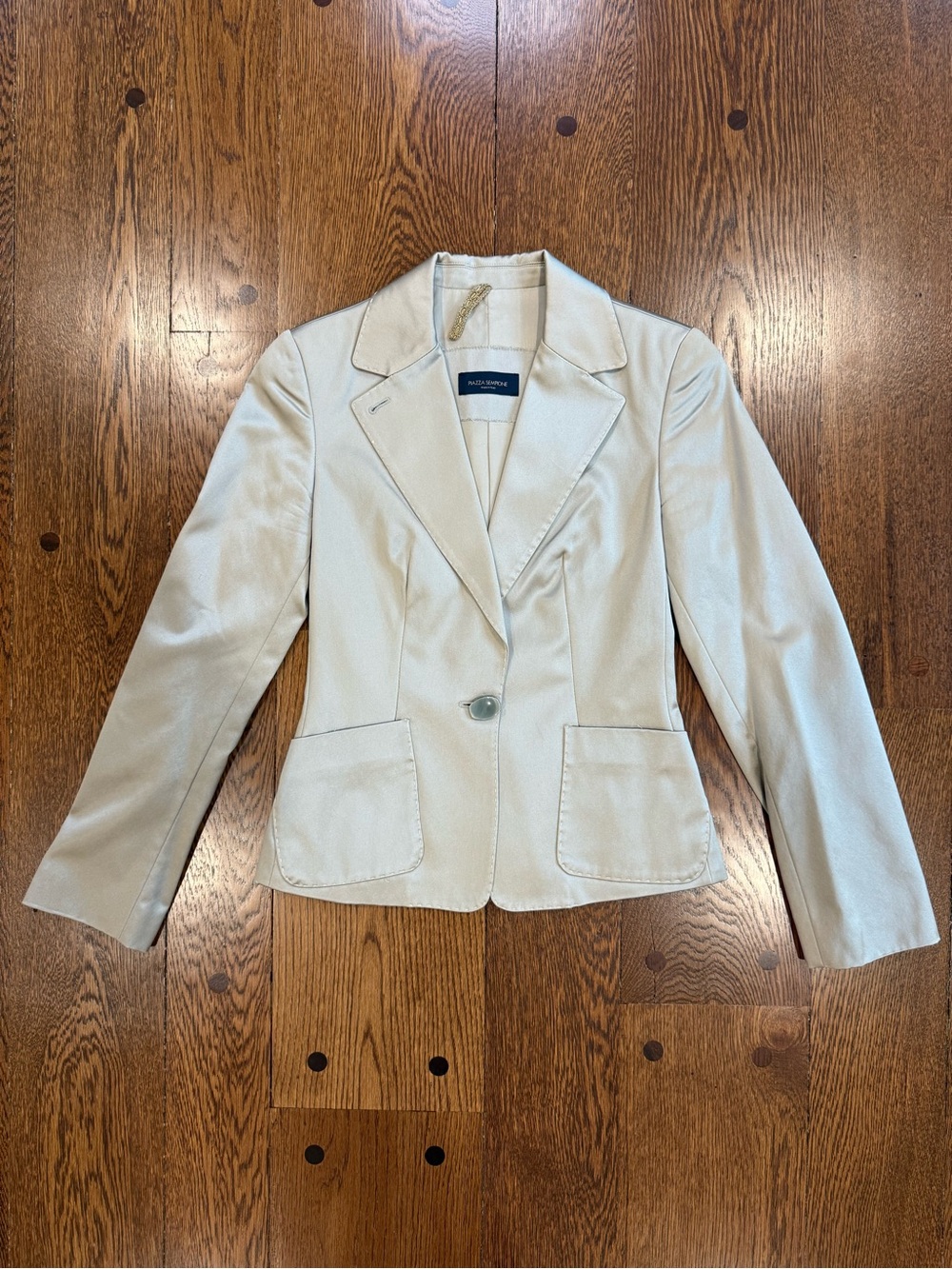Piazza Sempione Champagne Satin Italian Evening Blazer IT 38